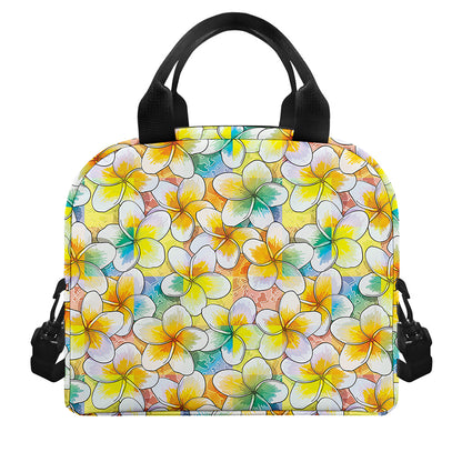 Colorful Frangipani Pattern Print Insulated Lunch Bag