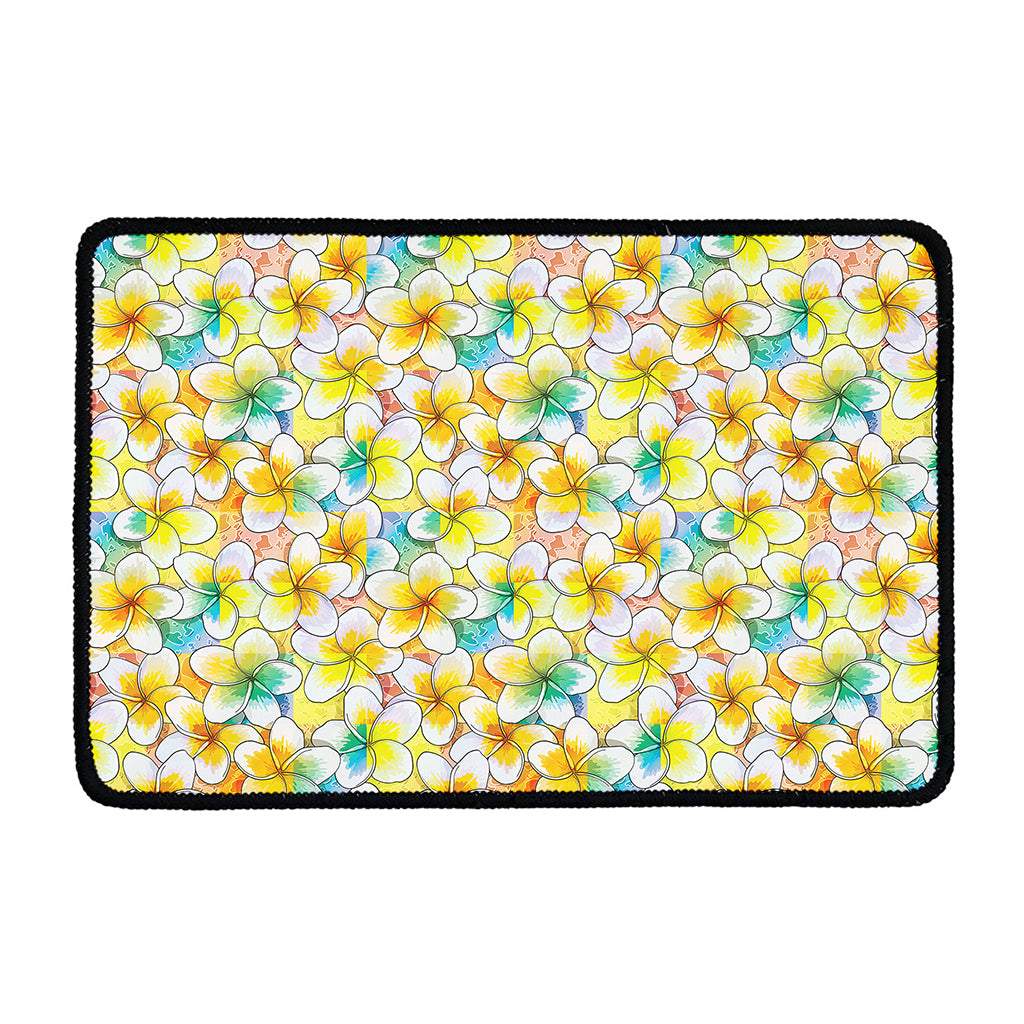 Colorful Frangipani Pattern Print Kitchen Mat