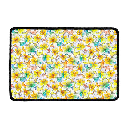 Colorful Frangipani Pattern Print Kitchen Mat