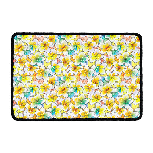 Colorful Frangipani Pattern Print Kitchen Mat