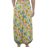 Colorful Frangipani Pattern Print Lantern Pants