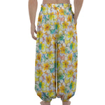 Colorful Frangipani Pattern Print Lantern Pants