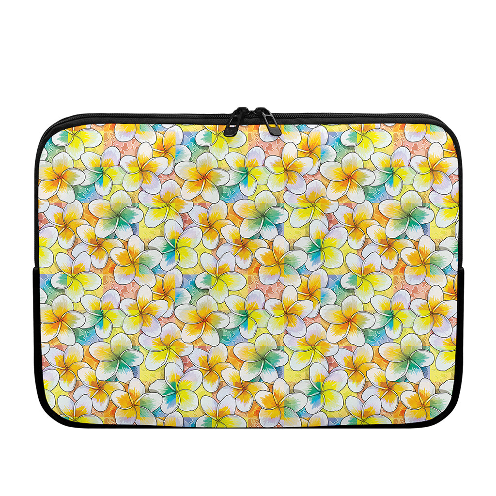 Colorful Frangipani Pattern Print Laptop Sleeve