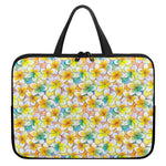 Colorful Frangipani Pattern Print Laptop Sleeve With Handle