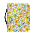 Colorful Frangipani Pattern Print Leather Bible Cover