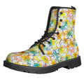 Colorful Frangipani Pattern Print Lace-Up Boots