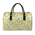 Colorful Frangipani Pattern Print Leather Duffel Bag
