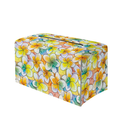Colorful Frangipani Pattern Print Leather Tissue Box Cover