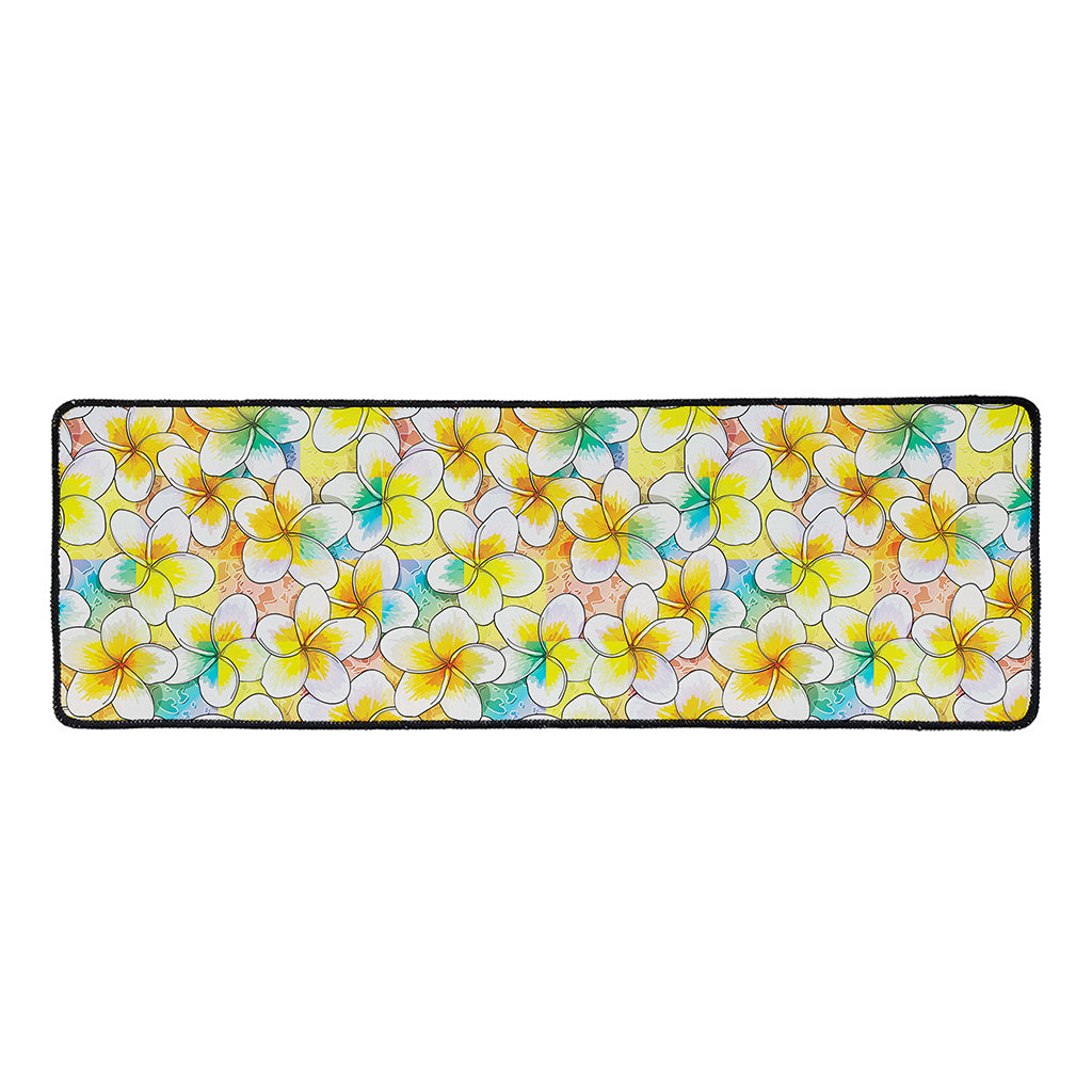 Colorful Frangipani Pattern Print Long Kitchen Mat