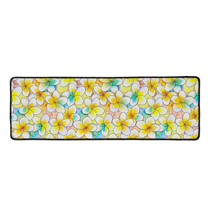 Colorful Frangipani Pattern Print Long Kitchen Mat