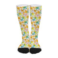 Colorful Frangipani Pattern Print Long Socks