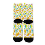 Colorful Frangipani Pattern Print Long Socks