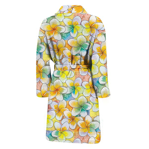 Colorful Frangipani Pattern Print Men's Bathrobe