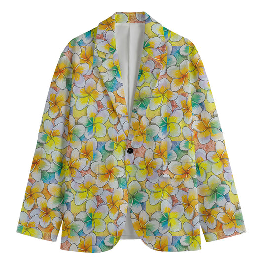 Colorful Frangipani Pattern Print Men's Blazer