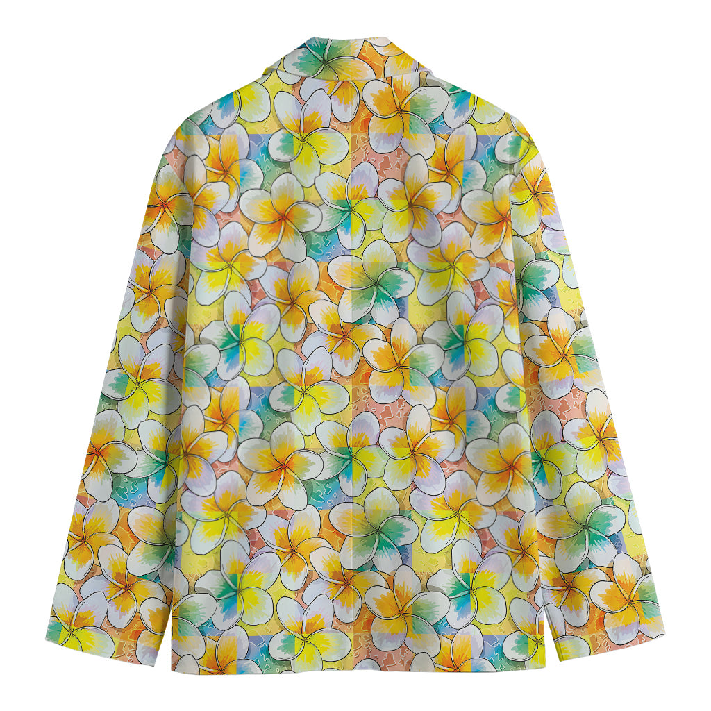 Colorful Frangipani Pattern Print Men's Blazer