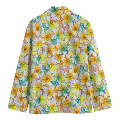 Colorful Frangipani Pattern Print Men's Blazer