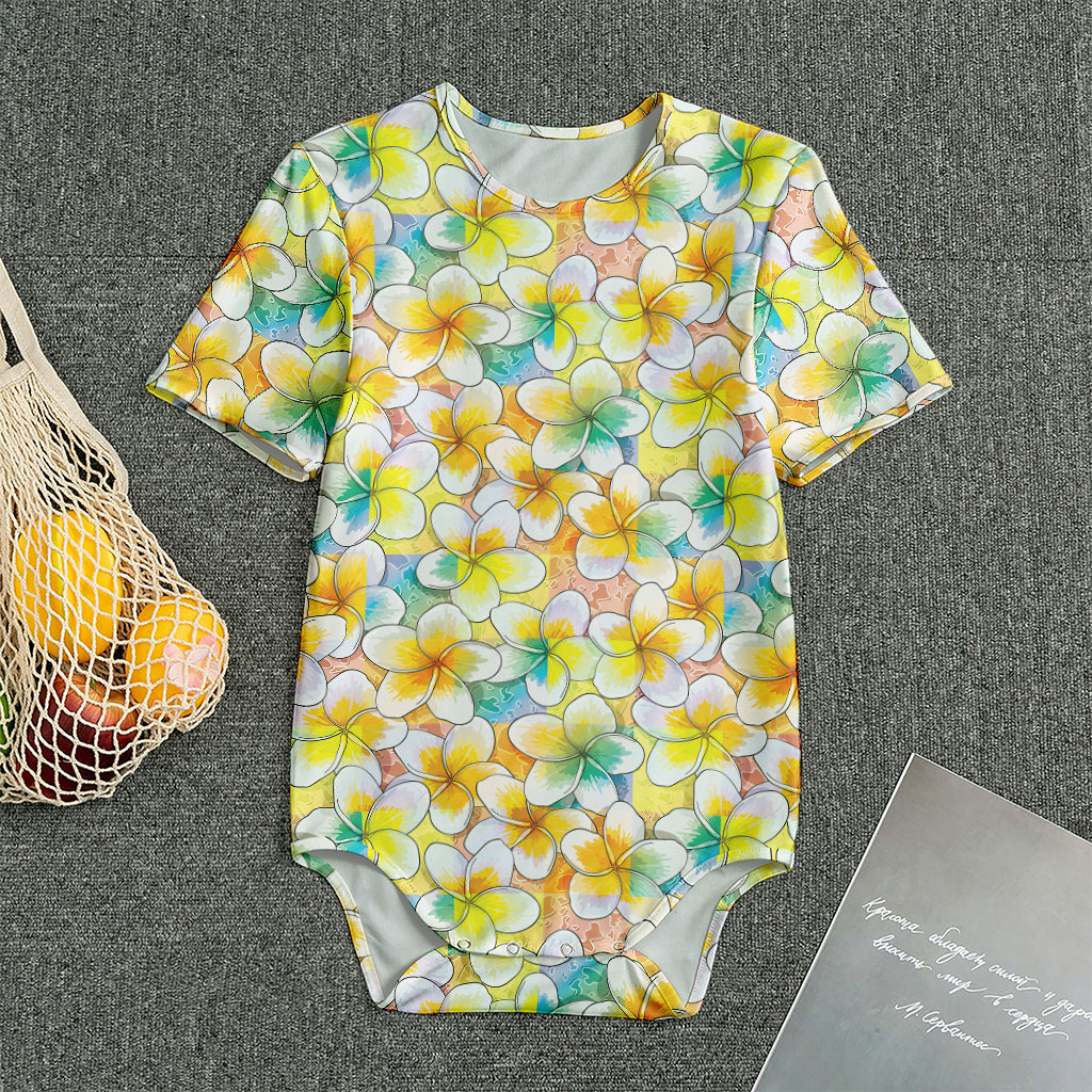 Colorful Frangipani Pattern Print Men's Bodysuit