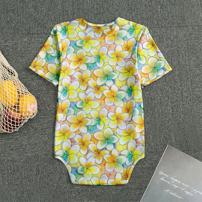 Colorful Frangipani Pattern Print Men's Bodysuit