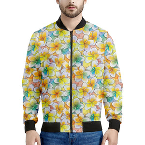 Colorful Frangipani Pattern Print Men's Bomber Jacket