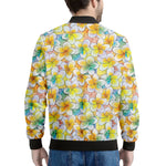 Colorful Frangipani Pattern Print Men's Bomber Jacket