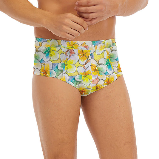 Colorful Frangipani Pattern Print Men's Briefs