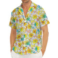Colorful Frangipani Pattern Print Men's Deep V-Neck Shirt
