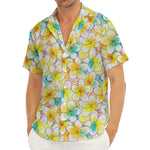 Colorful Frangipani Pattern Print Men's Deep V-Neck Shirt