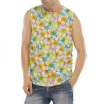 Colorful Frangipani Pattern Print Men's Fitness Tank Top