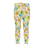 Colorful Frangipani Pattern Print Men's leggings