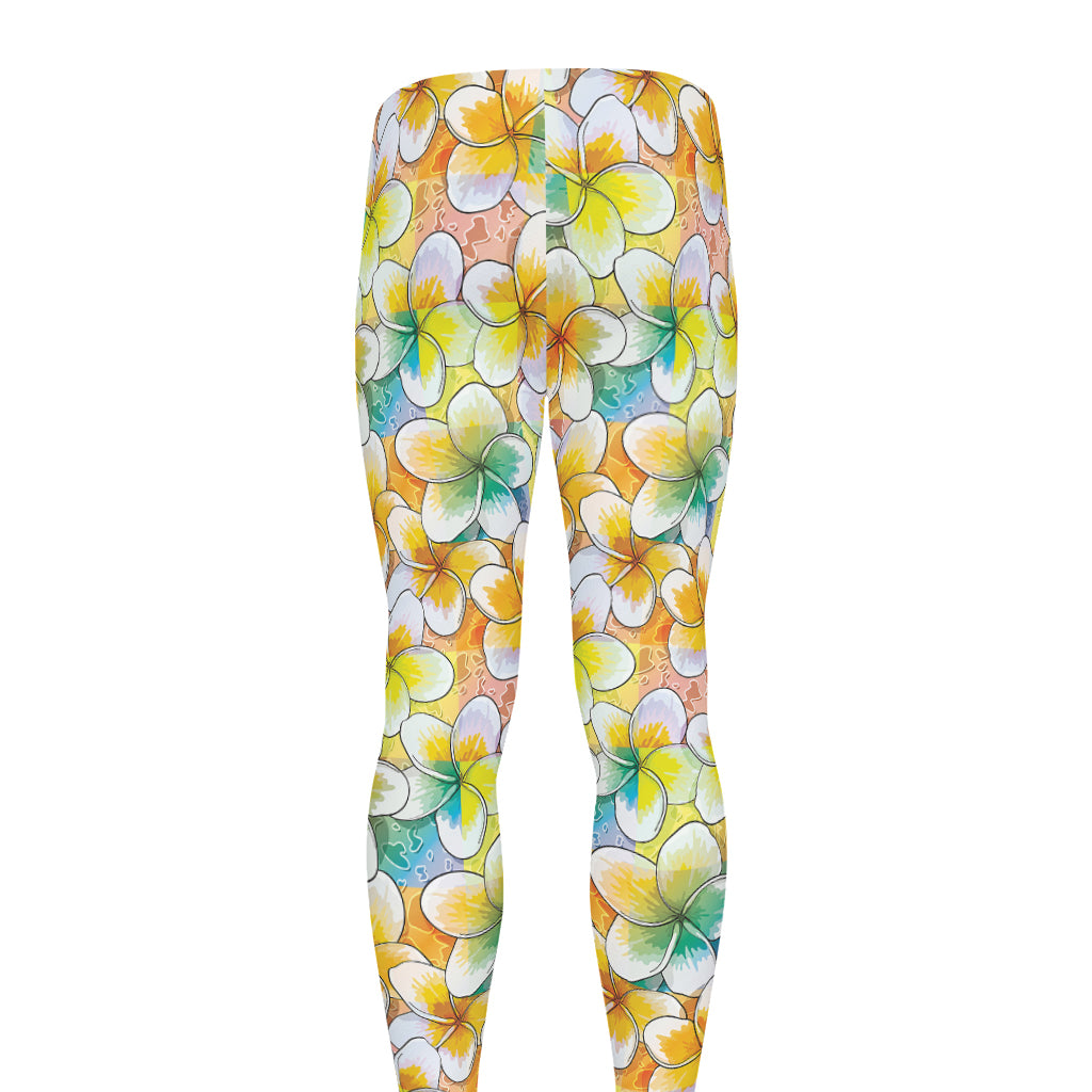 Colorful Frangipani Pattern Print Men's leggings