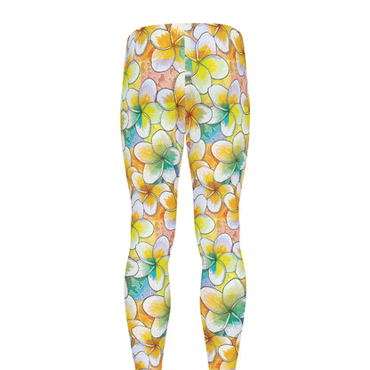 Colorful Frangipani Pattern Print Men's leggings