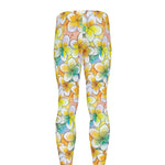 Colorful Frangipani Pattern Print Men's leggings