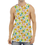 Colorful Frangipani Pattern Print Men's Muscle Tank Top