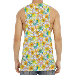 Colorful Frangipani Pattern Print Men's Muscle Tank Top