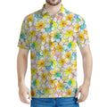 Colorful Frangipani Pattern Print Men's Polo Shirt