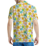 Colorful Frangipani Pattern Print Men's Polo Shirt