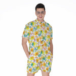Colorful Frangipani Pattern Print Men's Rompers