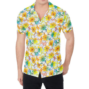 Colorful Frangipani Pattern Print Men's Shirt