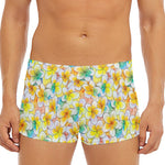 Colorful Frangipani Pattern Print Men's Short Boxer Briefs