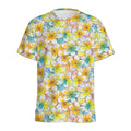 Colorful Frangipani Pattern Print Men's Athletic T-Shirt