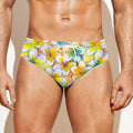 Colorful Frangipani Pattern Print Men's Swim Briefs