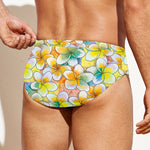 Colorful Frangipani Pattern Print Men's Swim Briefs