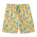 Colorful Frangipani Pattern Print Men's Swim Trunks