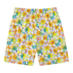 Colorful Frangipani Pattern Print Men's Swim Trunks