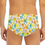 Colorful Frangipani Pattern Print Men's Triangle Swim Briefs