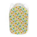 Colorful Frangipani Pattern Print Mesh Laundry Hamper