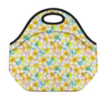 Colorful Frangipani Pattern Print Neoprene Lunch Bag