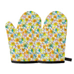Colorful Frangipani Pattern Print Oven Mitts