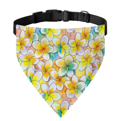 Colorful Frangipani Pattern Print Over The Collar Dog Bandana