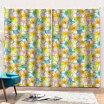 Colorful Frangipani Pattern Print Pencil Pleat Curtains